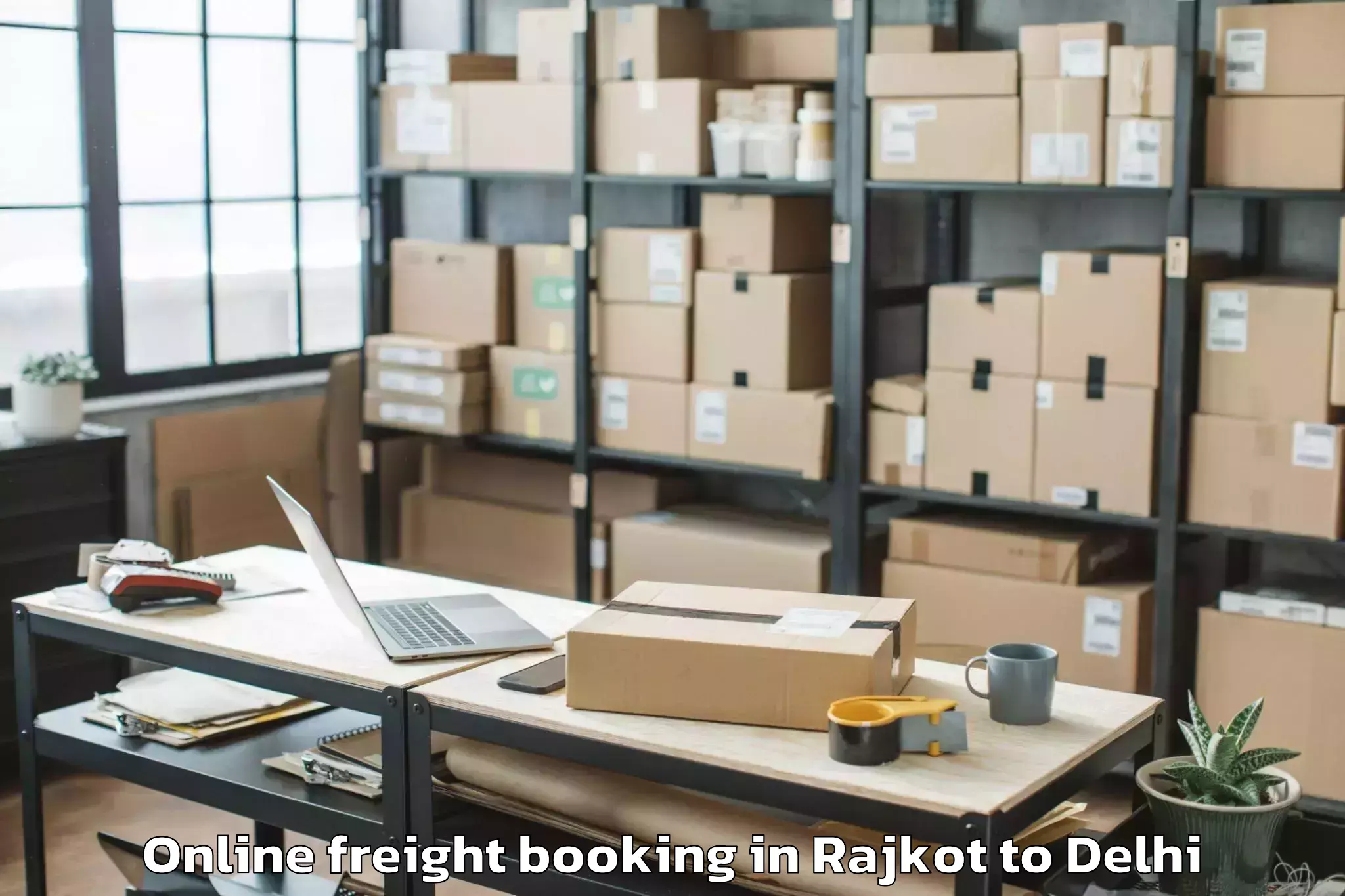 Efficient Rajkot to Defence Colony Online Freight Booking